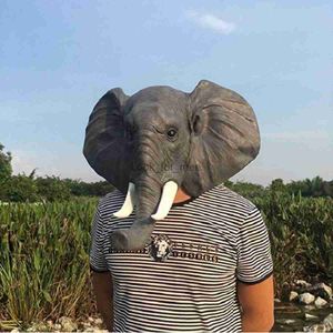 Elephant Head Head Mask Mask Funny Halloween Maska Kostium Cosplay Party Lateks Mask HKD230810