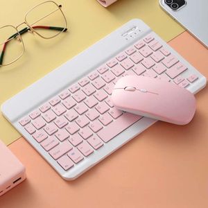 10 дюймов Bluetooth Mouse Keyboard для Pad Mobile Phone Tablet Universal Ultra Thin Wireless Pink Green Keyboard Mice