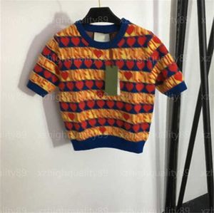 Dysagens Designer Sweter dzianinowa koszulka Pullover górna alfabet wzór zablokowany pasek wełniany krótki rękaw topi
