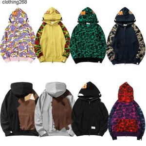 Hoodie Erkek Tasarımcı Tam Fermuar Up Köpek Hoodies Kadın Siyah Kamuflaj Ceket Sarı Kapşonlu Kapşonlu Sweatshirt Adam Kadın Kazak Uzun Kollu Tech Tech Cardigan4