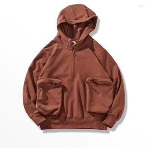 Men's Hoodies Autumn And Winter American Retro Cargo Hooded Cotton Washed Heavyweight Casual Functional Pocket Jacket