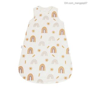 Pyjamas Happy Flute Baby Sleep Bag 1.0Tog Bamboo Cotton Printed Tank Top 0-2 År nyfödd sömnväska Z230811