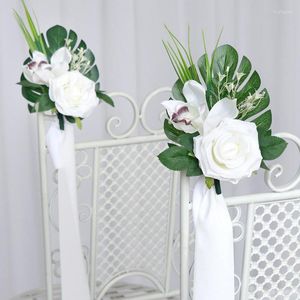 Decorative Flowers 2/5pcs Artificial Aisle Runner Chair Pew Markers For Garden Wedding Ceremony Entryway Floral Decor Hawaiian Party