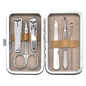 Wholesale 6 pcs Nail Clippers Kit Scissors Tweezer Knife Ear pick Utility Manicure Set Tools Random Color JL1869