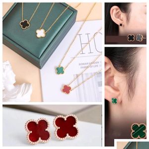 Pendant Necklaces Classic Womens Designer Necklace Fashion Flowers Four-leaf Clover Cleef Gold Ear Stud Jewelry Drop Delivery Pen Dhnd1