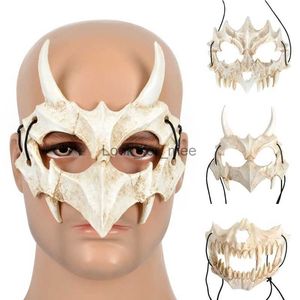 Japońskie anime smok smok bóg szkielet pół twarzy maska ​​na Halloween Cosplay Cosplay Prop Christmas Mask Mask HKD230810