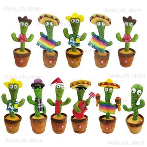 Kawaii ballare e cantare giocattoli di cactus per bambini giocattoli educativi giocattoli morbidi bambola di peluche per le bamboli di natalizio t230810