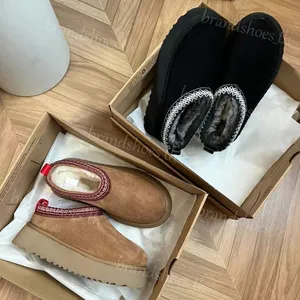 Snow Boot Designer Boots Men Boots Ultra Mini Platform Boots Fur Women Booties Chestnut Leather Shoes Winter Furry Slippers Suede Ankle Boot With Box