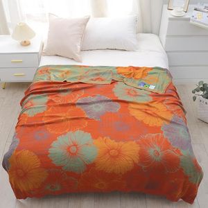 Blankets Summer Single Throw Blanket Thin Bamboo Fiber Cool Quilt Plant Leaves Flower Bed Cover Sofa Breathable Cold Sheet