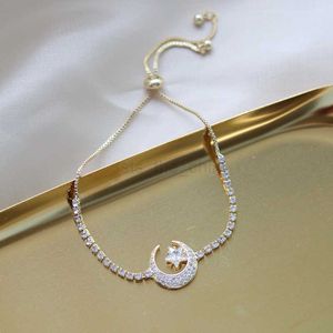 Urok bransoletki eleganckie inkrustowani dhinestone koreańskie bransoletki złota kolor Kolor Moon Star Bransoletka dla kobiet mody biżuteria akcesoria imprezowe prezent