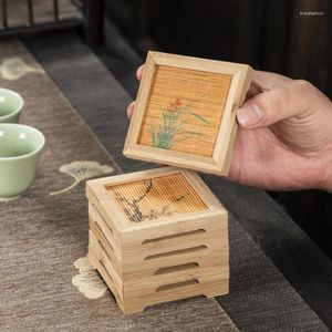 Tea Tray 2pcs/Set Ceremonia Anti-Scalding Wooden Tray Akcesoria Kungfu Picie talerz herbaciarni wystrój domu