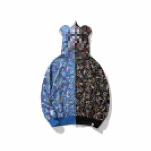 A Bathing Ape Autumn and winter Men's Shark Colored Hooded Casual Sweater Bathing Ape Hooded