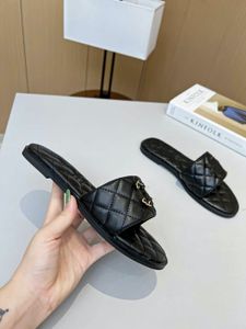 Designer luxury sandals ballet flats women single shoe coco tweed mules slippers platform Quilted genuine leather lambskin shoes flip flops size 35-43