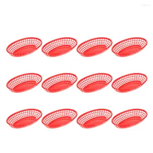 Conjuntos de utensílios de jantar 12 pcs chips cesto recipientes de pipoca de frutas sirving prato frias francês armazenamento plástico hambúrguer rápido