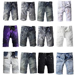 Klassische Denim-Shorts, zerrissene Löcher, Jeans-Design, Schwarz, lässig, Frühling, Hip-Hop, Straßenhose, Bleistifthose, CHG23081018-6 Megogh