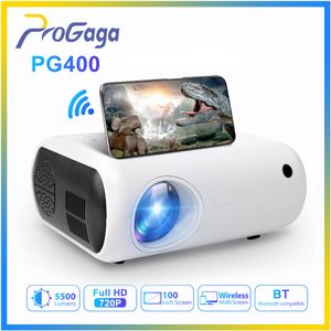 Projektörler ProGaga Mini WiFi HD 720p 5500-lümen Bluetooth uyumlu video projektörü Akıllı Ev Beamer Cinema PG400 230809