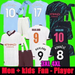 Haaland Soccer Jerseys Grealish Mans Cities Mahrez Fans Player Version de Bruyne Foden S 22 23 24 Football Tops Shirt Kids Kit Set Uniform