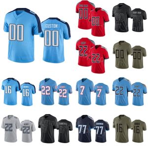 Erkekler Kadın Futbol 17 Ryan Tannehill Jersey 22 Derrick Henry 7 Malik Willis 25 Hassan Haskins 16 Treyley Burks 77 Peter Skoronski lacivert Beyaz Siyah Kırmızı