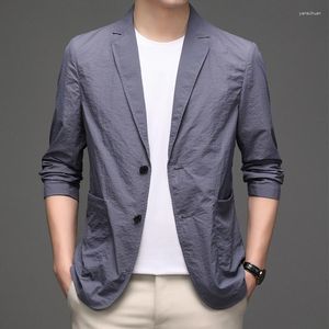 Ternos Masculinos Leves Blazer Cor Sólida Homens Para Negócios Casual Jaqueta Man Slim Fit Dois Botões Verão Outono Primavera Casaco Branco Cinza