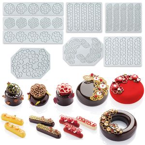 Bakning Mögel Multistyle Cake Lace Cushion Love Bubble Leaf Molecular Cuisine Creative Chinese Food Plate Silicone Mold Kitchen Tool 230809