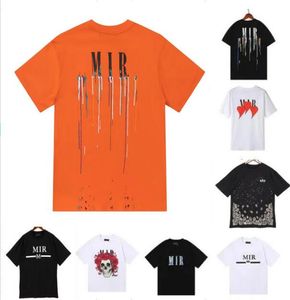 Yaz T-Shirts Tasarımcı Erkek Tişörtler Mürekkep Sıçrama Akışı Boya Tasarımcıları Bir Miri gömlekleri Lüks Kısa Kollu Hip Hop Sokak Giyim A Miris Tees