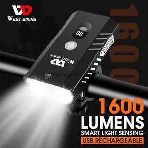 Велосипедные светильники 1600 Lumen High Bright Bike Light 5200MAH Передняя светодиодная лампа USB Перезаряжаемая велосипедная светопробиваемая.