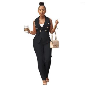 Women's Two Piece Pants Office Two-piece Suit Vest Small Jacket Trousers Commuting Summer 2 Sets Womens Outfits