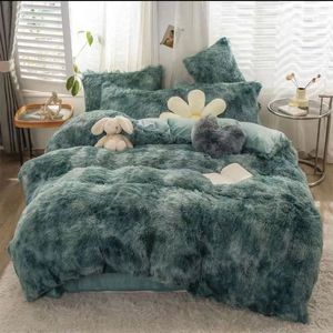 Sängkläder sätter oss storlek Queen King Set Super Furry Bed Mink Velvet Winter Warm Quilt Däcke täcke filt Bedroom Comporter 230809