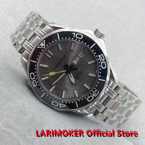 Zegarek na rękę Larimoker 41 mm Wypolisowany automatyczny człowiek Waterproof Watch Bransoletka ze stali nierdzewnej 24 jewel NH36 Sapphire Grey Dial
