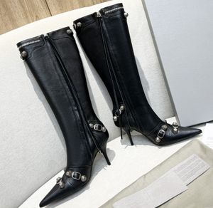 Сапоги Cagole, дизайнерская пряжка ремня, декоративная боковая молния, локомотив, сексуальные заостренные модные ботинки, женские роскошные мотоциклетные ботинки на высоком каблуке