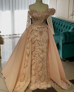 2023 August Aso Ebi Mermaid Gold Prom Dress Beaded Crystals Evening Formal Party Second Reception Birthday Engagement Gowns Dresses Robe De Soiree ZJ788