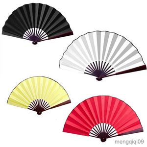 Chinese Style Products Silk Cloth Hand Held Fan Blank White DIY Bamboo Folding Fans for Practice Calligraphy Painting Wedding Party Decor Wed Gifts Fan R230810