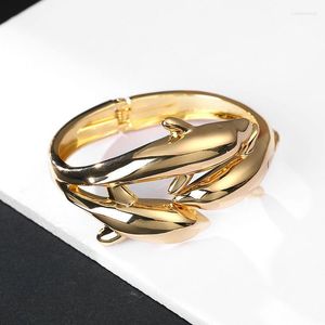 Bangle European and American Dual Color Dolphin Open Spring Bracelet Simple Fashionable Accessories