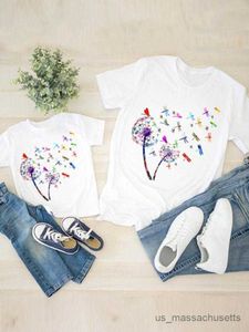 Family Matching Outfits Women Flower Butterfly Cute Child Kid Clothing Boy Girl Summer Family Matching Outfits Mom Mama Mother Tee T-shirt Clothes R230810