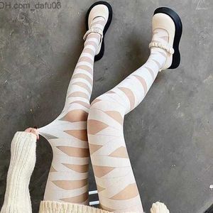 Strumpor hosierande kvinnor strumpor sexig korsband strumpor japanska strumpbyxor jk silk svarta tights anime cosplay bandage flicka söt loli z230811