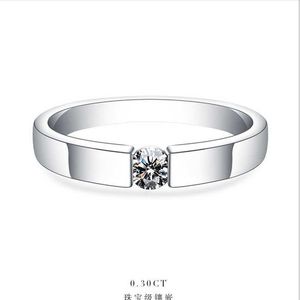 اختبار حلقات النطاق الإيجابية 0.25CT 4MM C-Color Moissanite Diamond Solitaire Ring Platinum 950 خاتم الخطوبة الخاتم للنساء