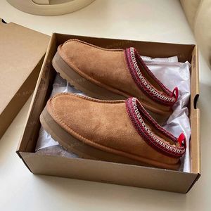 Designer Slipper Fluffy Australia Tazz Slippers Classic Women Fur Snow Boots Tasman Shoes Chestnut Suede Real Leather Platform Furry Slides Size 44