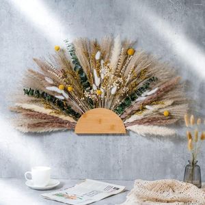 Flores Decorativas Boho Decoração Pampas Grama Preservada Decoração Coroa de Casa Peças Penduradas na Parede Natural | dirigido