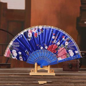 Kinesiska stilprodukter 1st Silk Folding Fan Vintage Chinese Japanese Classical Dance Fan Art Craft Gift Home Decoration Ornament Dance Female Hand Fan R230810