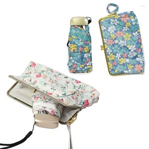 Paraplyer Floral Five Folding Paraply Anti-UV Kvinnliga kvinnliga för utomhusresor Camping Vandring Portable