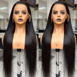 Кость прямое кружево фронтальные парики для волос с фронтальным человеческим париком бразильские прямые 30 32 дюйма 4x4 Прозрачный кружевный парик для женщин для женщин