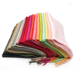 Ethnic Clothing Winter Warm Cashmere Long Shawl Wrap Twill Tassel Scarves Hijabs For Women Headwrap Soft Plain Muslim Headsarf Headband