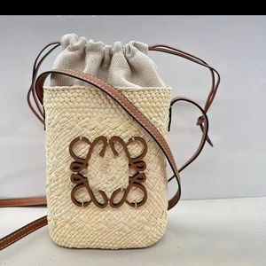 Bolsa de palha francesa Loewew Saco de caçamba feminina de um ombro de um ombro de crossbody Summer 881