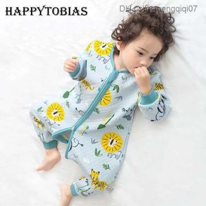 Pyjamas HappyTobias Spring och Autumn Baby Sleeping Bag Split Leg Cotton Toddler Sovväska Barnens sovväska Schlafsack Pyjama Jumpsuit S15 Z230811