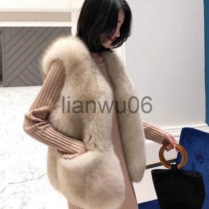 Women's Jackets Women 2020 Winter Fluffy Faux Fox Fur Jacket Coat Female Thick Warm Outwear Overcoat Parka Vest Sleeveless Short Waistcoat B216 J230810