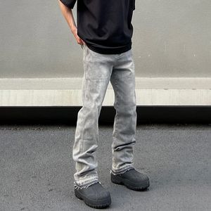 Erkek kot skinny jeans erkekler gri yaz yüksek cadde pantalones hombre basit ince pantolon sokak kıyafetleri vintage fit sonbahar y2k denim pantolon 230809