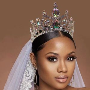 Wedding Hair Jewelry Baroque Vintage Crystal Bridal Tiaras Royal Queen Crowns For Women AB Pageant Diadem Accessories 230809