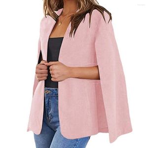 Women's Suits Loose Fit Stylish Cloak Suit Coat Collarless Split Sleeve Design For Office Lady Casual Spring/autumn