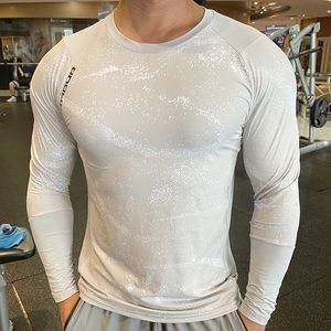 Erkek Tişörtler Hızlı Kuru Spor Salonu Uzun Kollu Gömlek Erkekler Fitness Eğitim T-Shirt Çalışan Spor Vücut Geliştirme Sıska Tee Üstler Çalışma Egzersiz Giyim 230809