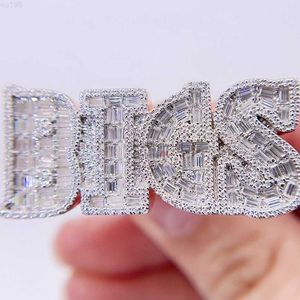 Gracertificated Sterling Silver Rose Gold Plating Baguette Cut Hip Hop VVS Moissanite Diamond Custom Letters Ring